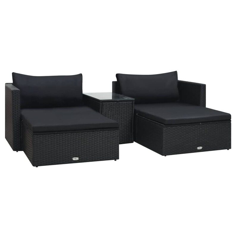 

vidaXL 5 Piece Garden Lounge Set with Cushions Poly Rattan Black