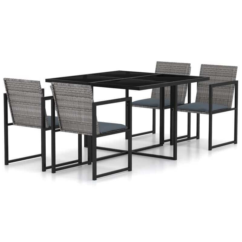 

vidaXL 5 Piece Outdoor Dining Set with Cushions Poly Rattan Grey