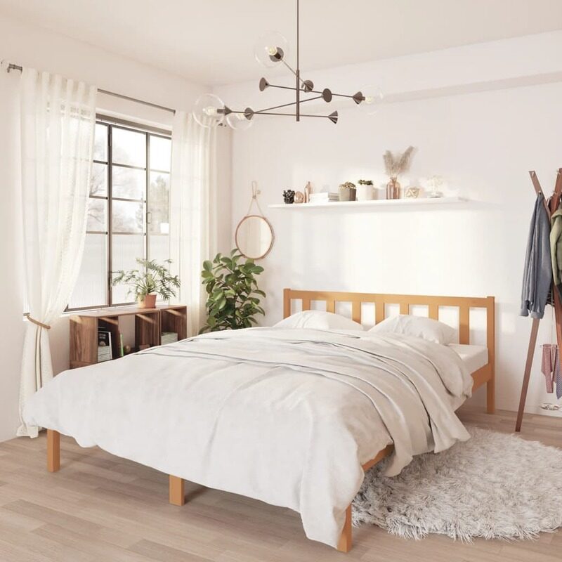 

vidaXL Bed Frame Honey Brown Solid Pinewood 140x200 cm