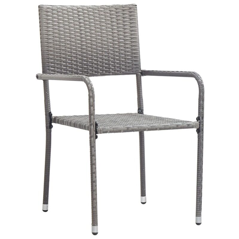 

vidaXL Outdoor Dining Chairs 2 pcs Poly Rattan Grey