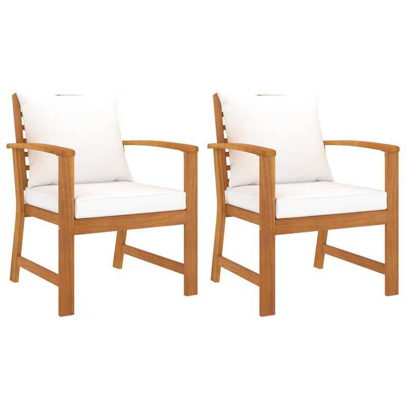 

vidaXL Garden Chairs 2 pcs with Cream Cushion Solid Acacia Wood