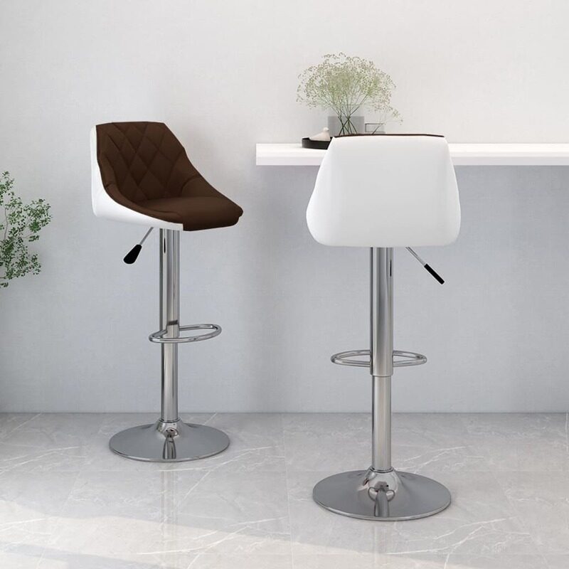 

vidaXL Bar Stools 2 pcs Brown and White Faux Leather