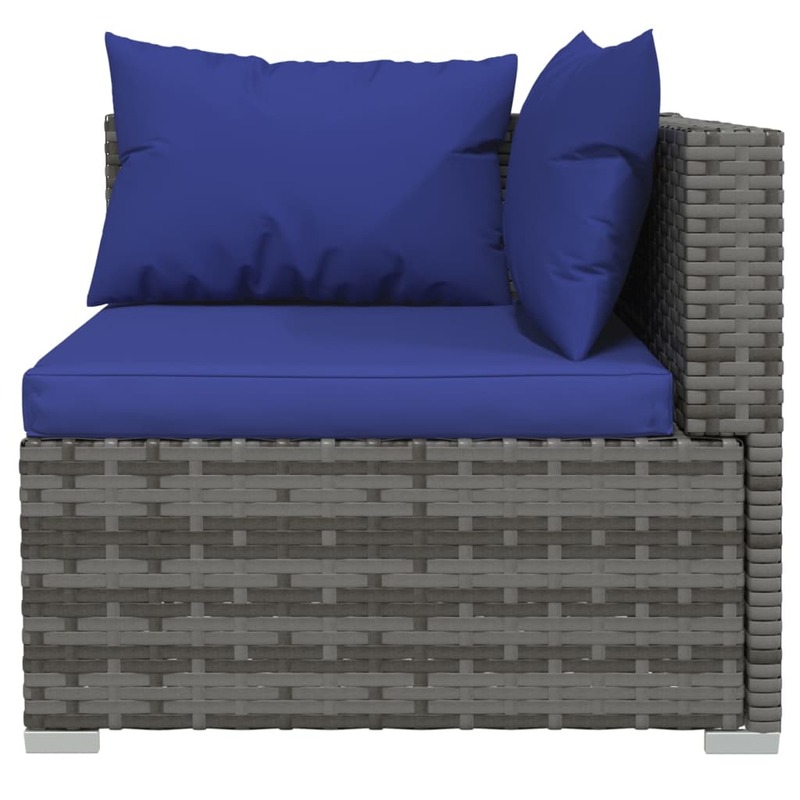 vidaXL 11 Piece Garden Lounge Set with Cushions Grey Poly Rattan