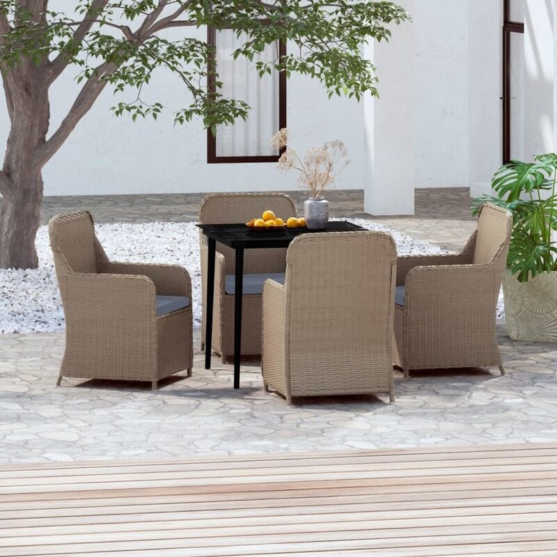 

vidaXL 5 Piece Garden Dining Set with Cushions Brown