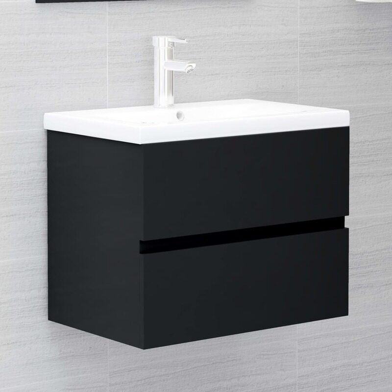 

vidaXL Sink Cabinet Black 60x38.5x45 cm Engineered Wood