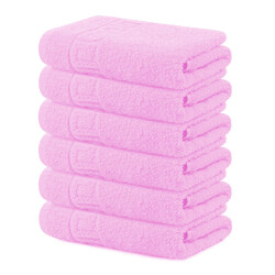 Solid Pink 6 piece 100% Cotton Hand Towel/Gym Towel/Face Towel