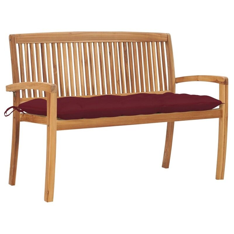 

vidaXL Stacking Garden Bench with Cushion 128.5 cm Solid Teak Wood