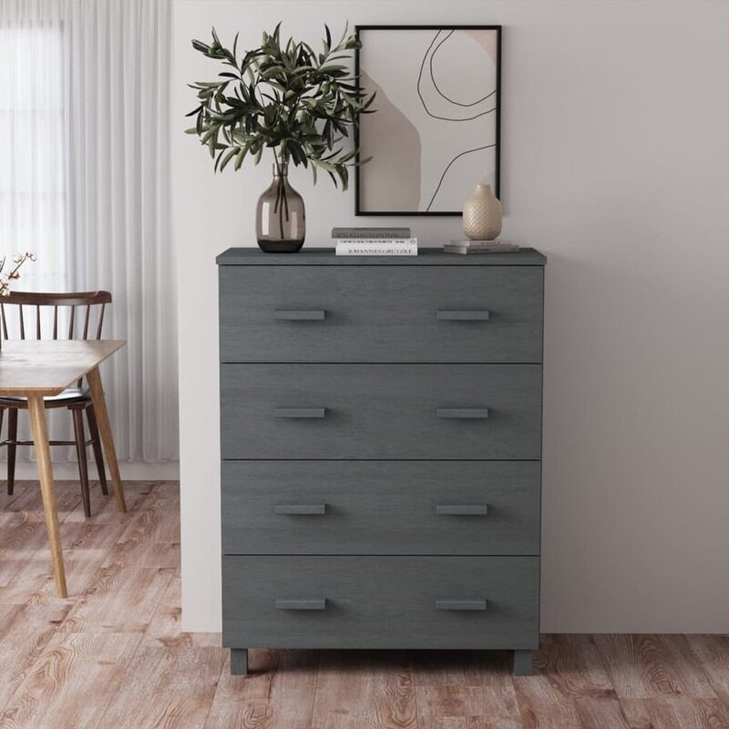 

vidaXL Sideboard HAMAR Dark Grey 79x40x103.5 cm Solid Wood Pine