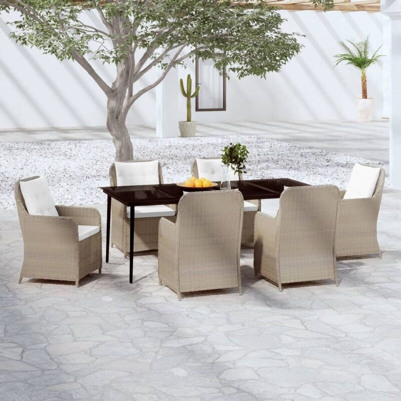 vidaXL 7 Piece Garden Dining Set Brown