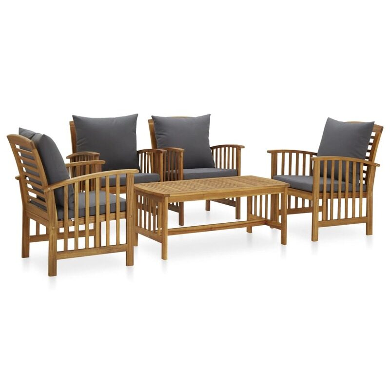 

vidaXL 5 Piece Garden Lounge Set with Cushions Solid Acacia Wood