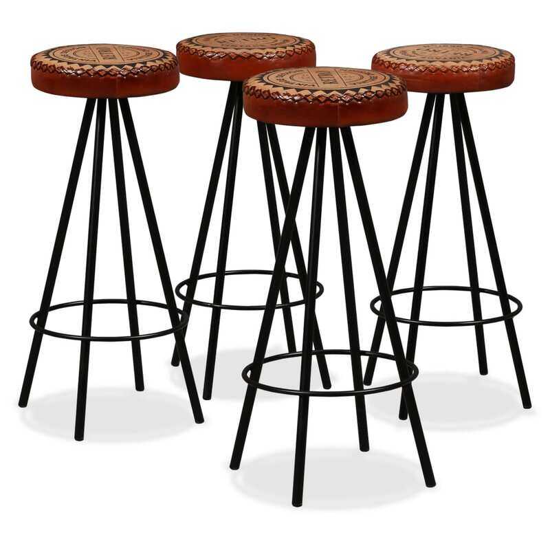 

vidaXL Bar Stools 4 pcs Real Leather
