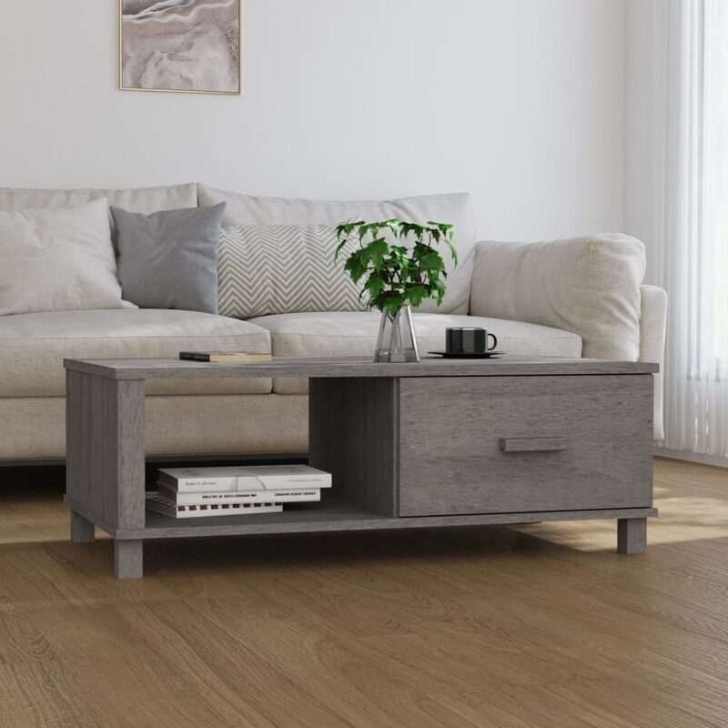 

vidaXL Coffee Table HAMAR Light Grey 100x55x35 cm Solid Wood Pine