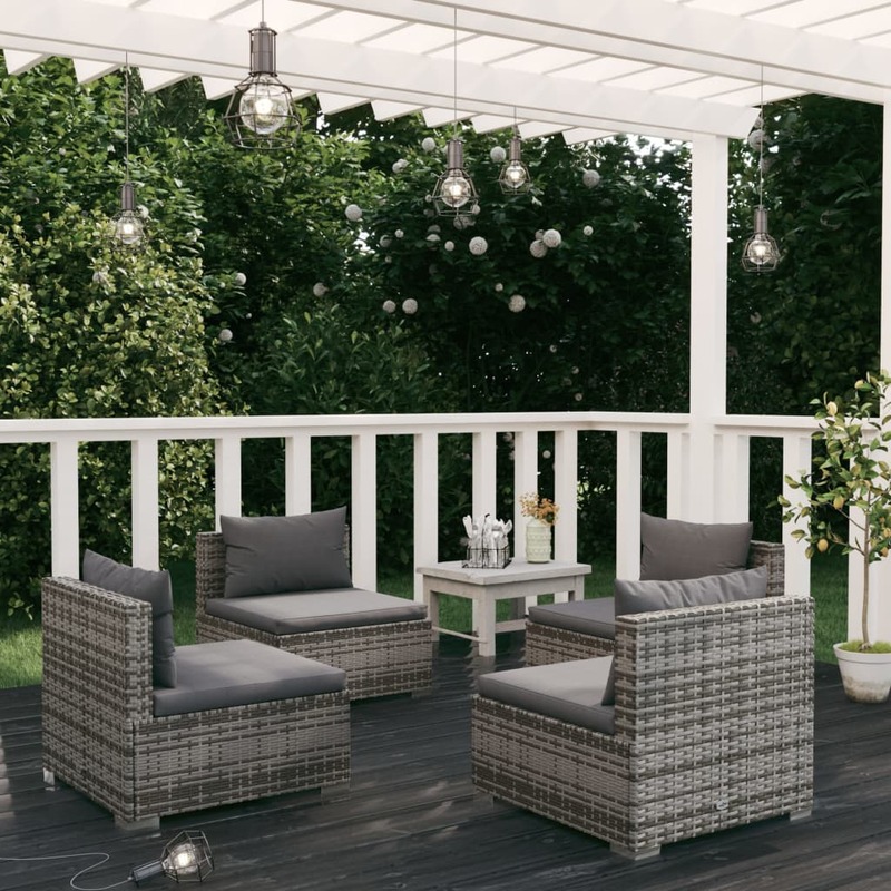 

vidaXL 4 Piece Garden Lounge Set with Cushions Poly Rattan Grey