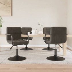 vidaXL Swivel Dining Chairs 4 pcs Dark Grey Velvet
