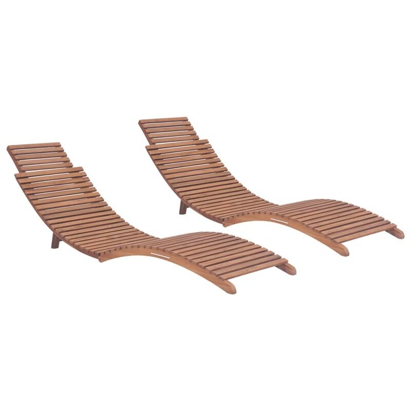 

vidaXL Folding Sun Loungers 2 pcs Solid Teak Wood