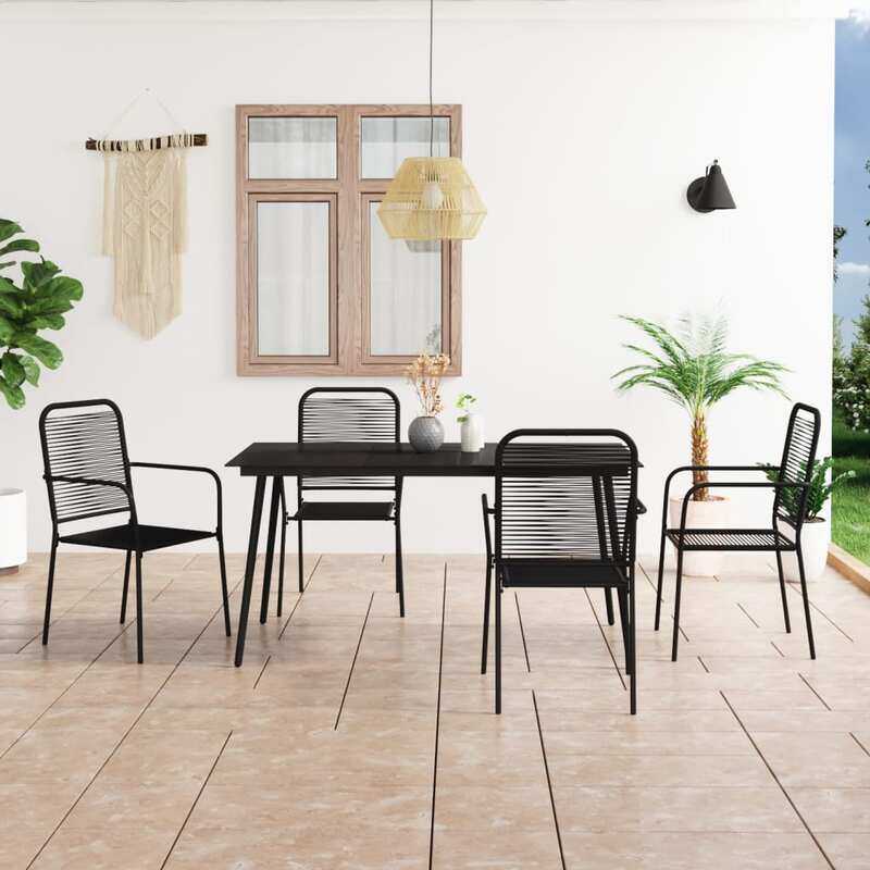 

vidaXL 5 Piece Garden Dining Set Cotton Rope and Steel Black