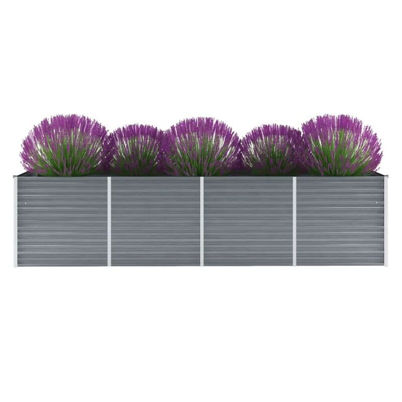 

vidaXL Garden Raised Bed Galvanised Steel 320x80x77 cm Grey