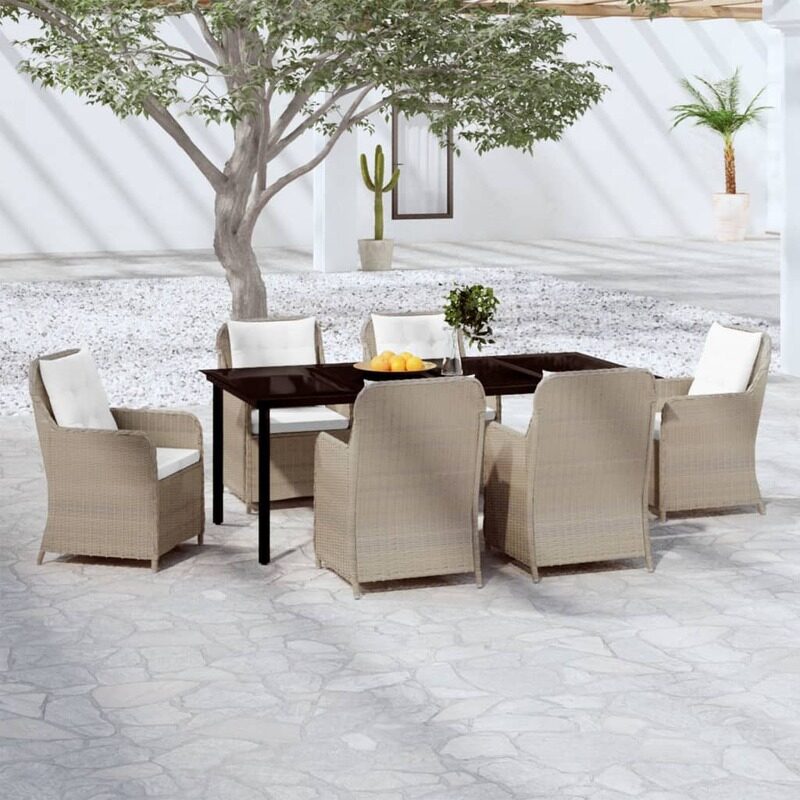 vidaXL 7 Piece Garden Dining Set Brown