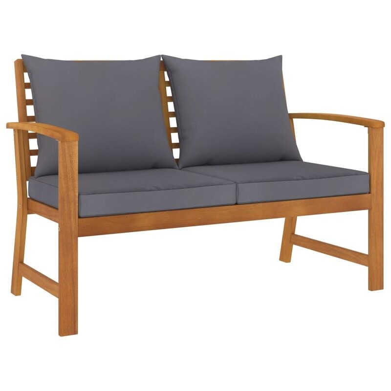 

vidaXL Garden Bench 120 cm with Dark Grey Cushion Solid Acacia Wood