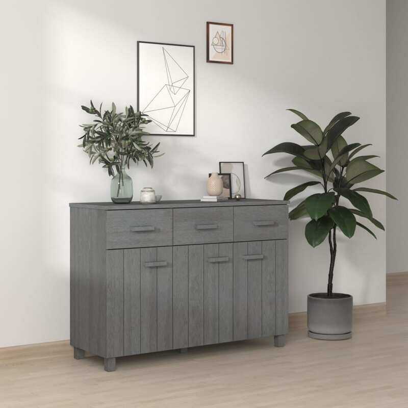 

vidaXL Sideboard HAMAR Dark Grey 113x40x80 cm Solid Wood Pine