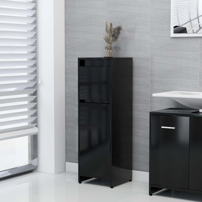 

vidaXL Bathroom Cabinet Black 30x30x95 cm Engineered Wood