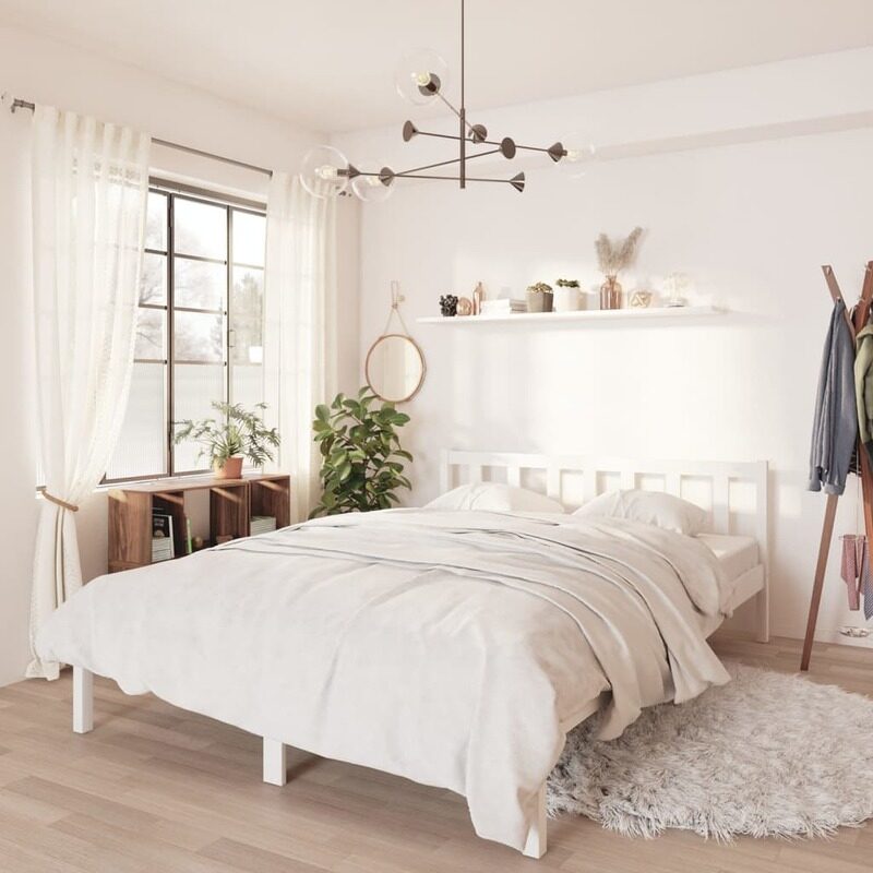

vidaXL Bed Frame White Solid Pinewood 120x200 cm
