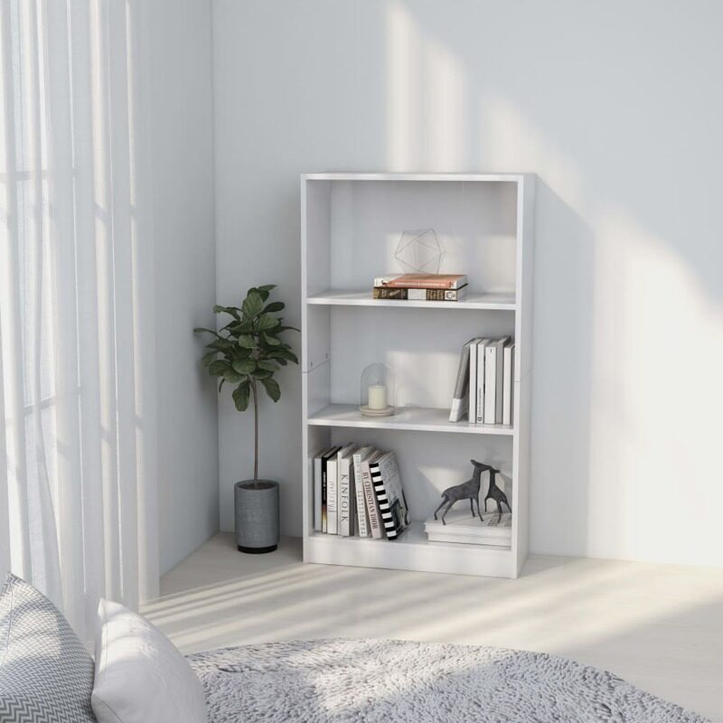 

vidaXL 3-Tier Book Cabinet White 60x24x109 cm Engineered Wood