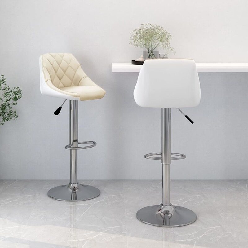 

vidaXL Bar Stools 2 pcs Cream and White Faux Leather
