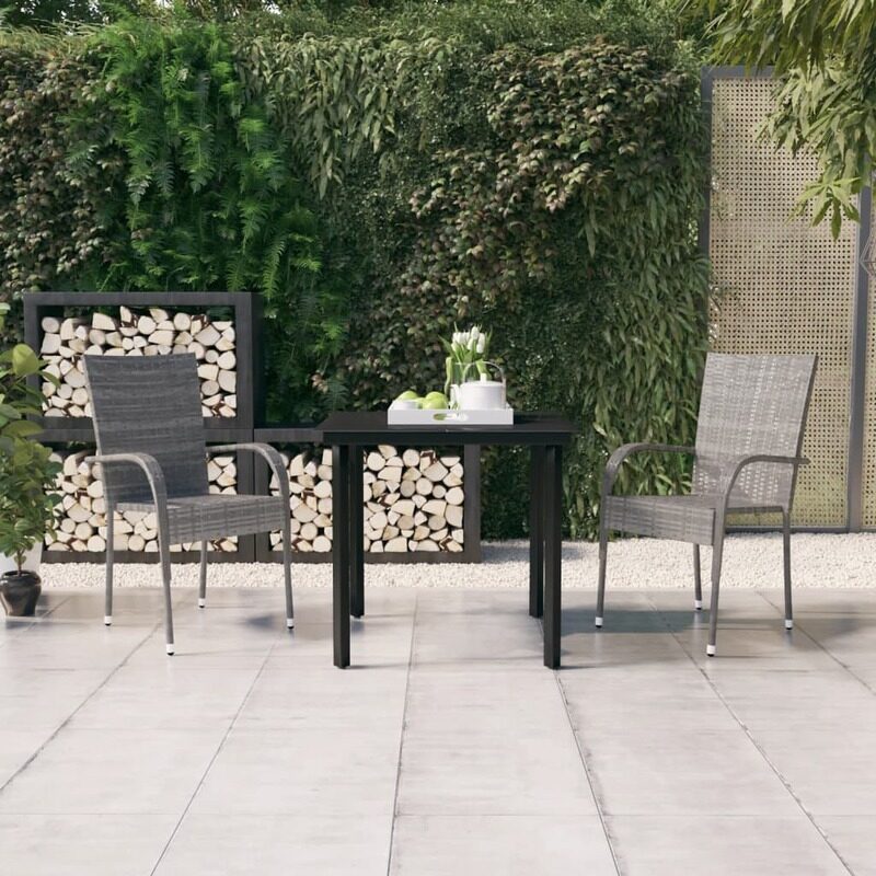 

vidaXL 3 Piece Garden Dining Set Grey and Black