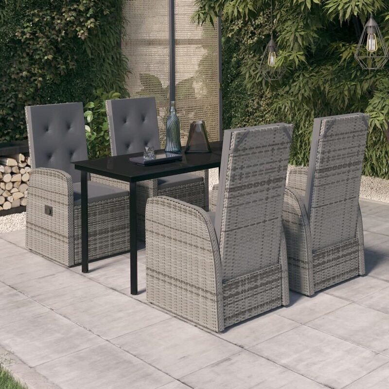 

vidaXL 5 Piece Garden Dining Set with Cushions Grey