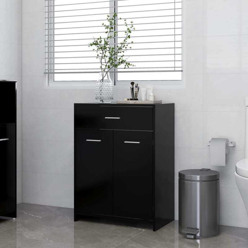 

vidaXL Bathroom Cabinet Black 60x33x80 cm Engineered Wood