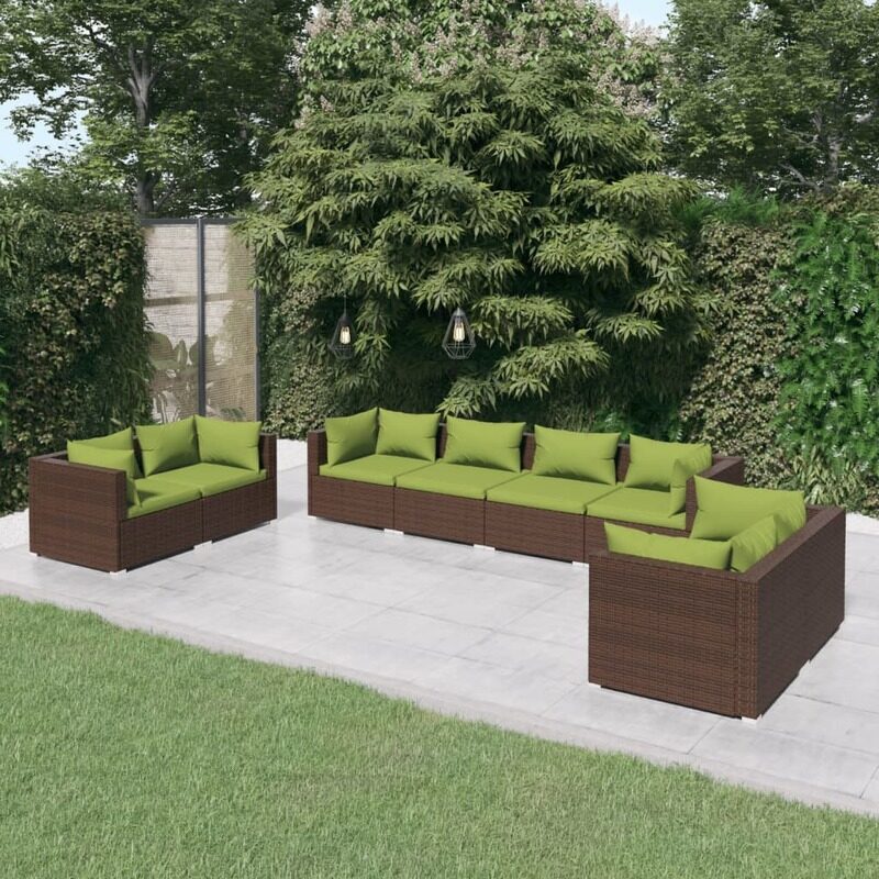 

vidaXL 8 Piece Garden Lounge Set with Cushions Poly Rattan Brown