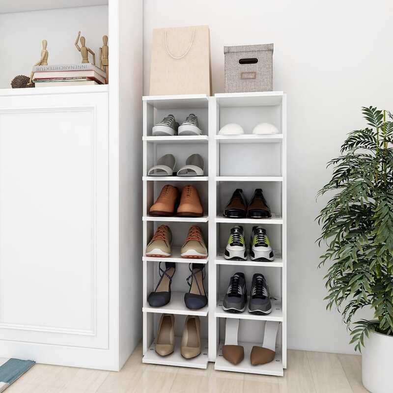

vidaXL Shoe Cabinets 2 pcs White 27.5x27x102 cm Engineered Wood