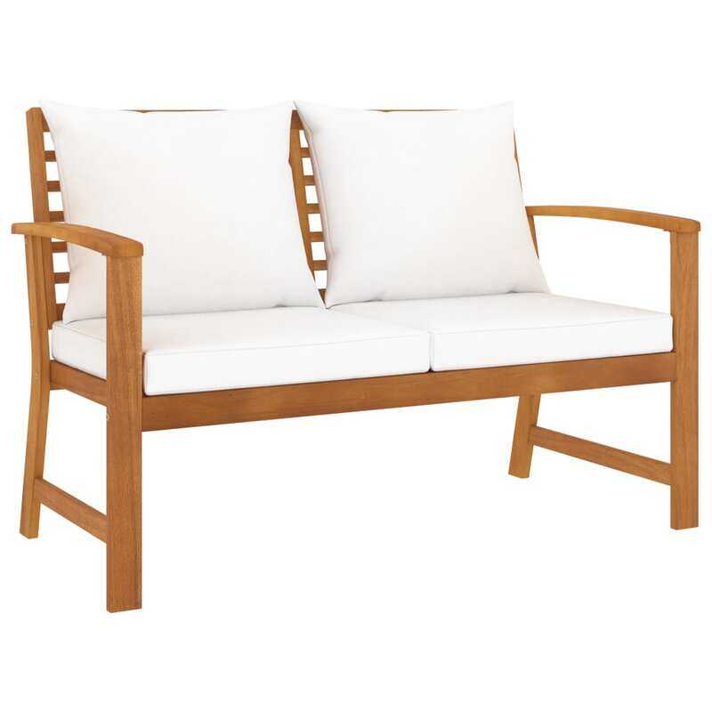 

vidaXL Garden Bench 120 cm with Cream Cushion Solid Acacia Wood