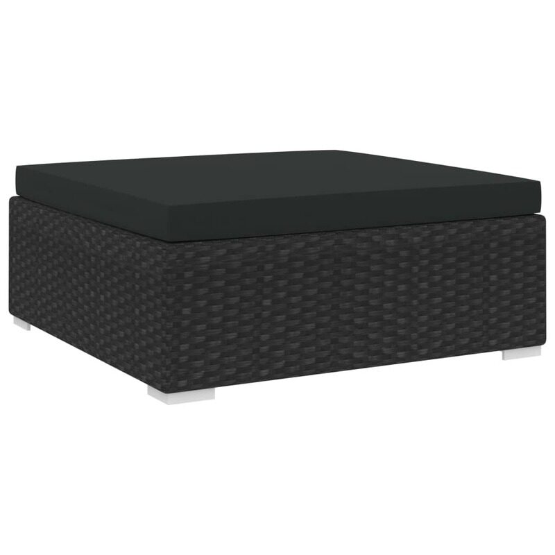 

vidaXL Sectional Footrest 1 pc with Cushion Poly Rattan Black