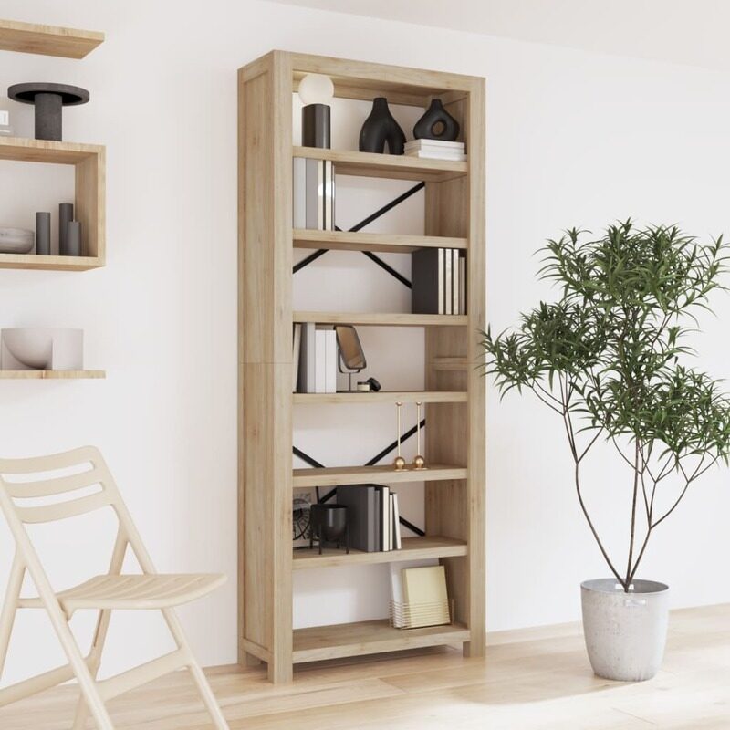 

vidaXL 7-Tier Bookcase 80x30x200 cm Solid Wood Acacia