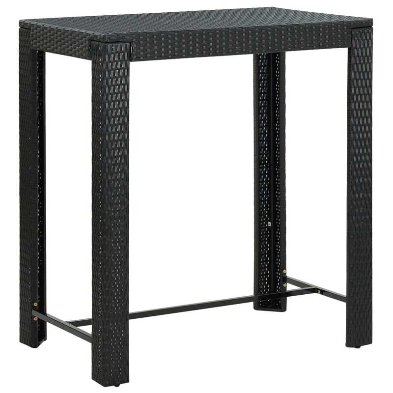 

vidaXL Garden Bar Table Black 100x60.5x110.5 cm Poly Rattan