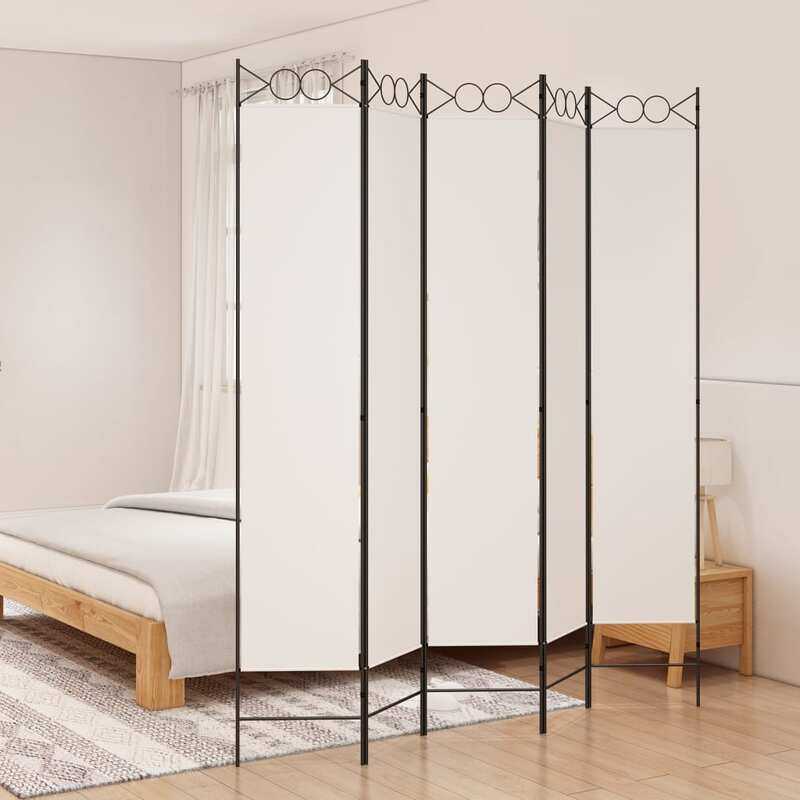 

vidaXL 5-Panel Room Divider White 200x220 cm Fabric