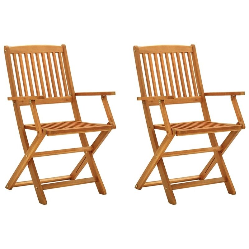 

vidaXL Folding Garden Chairs 2 pcs Solid Eucalyptus Wood