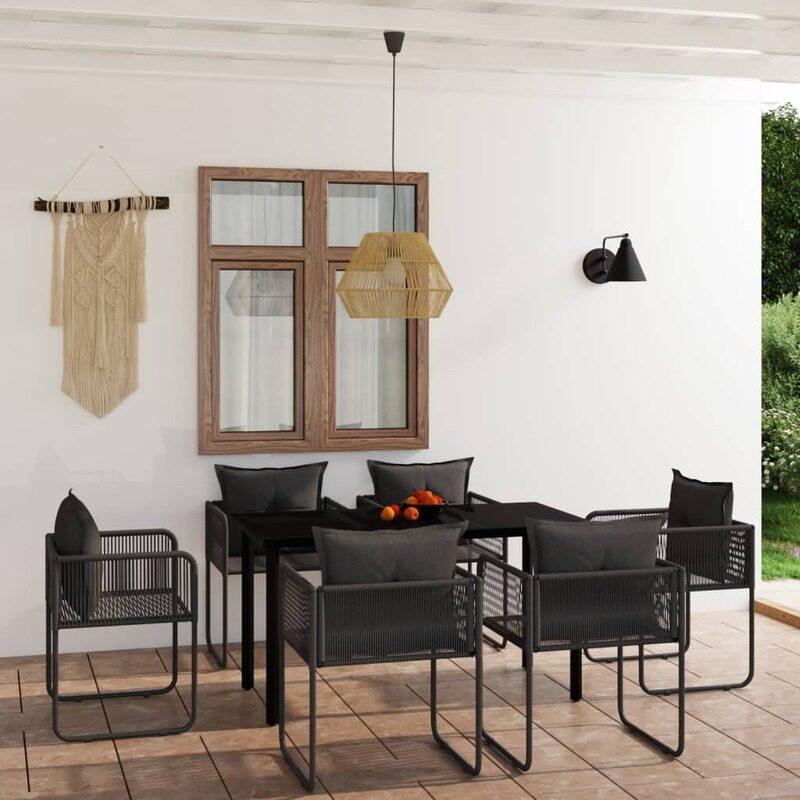 

vidaXL 7 Piece Garden Dining Set Black