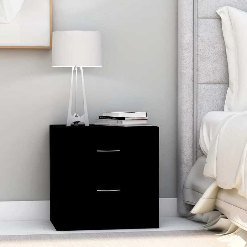 

vidaXL Bedside Cabinet Black 40x30x40 cm Engineered Wood