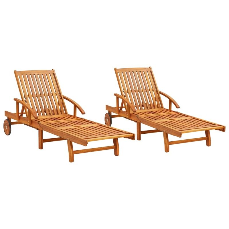 

vidaXL Sun Loungers 2 pcs Solid Acacia Wood