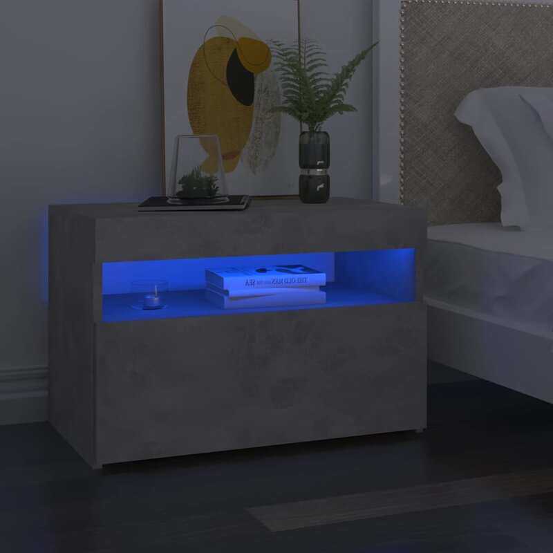 

vidaXL Bedside Cabinet & LED Lights Concrete Grey 60x35x40 cm