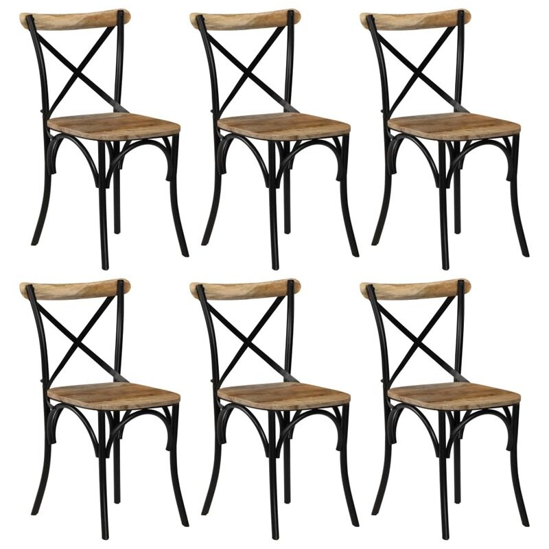 

vidaXL Cross Chairs 6 pcs Black Solid Mango Wood