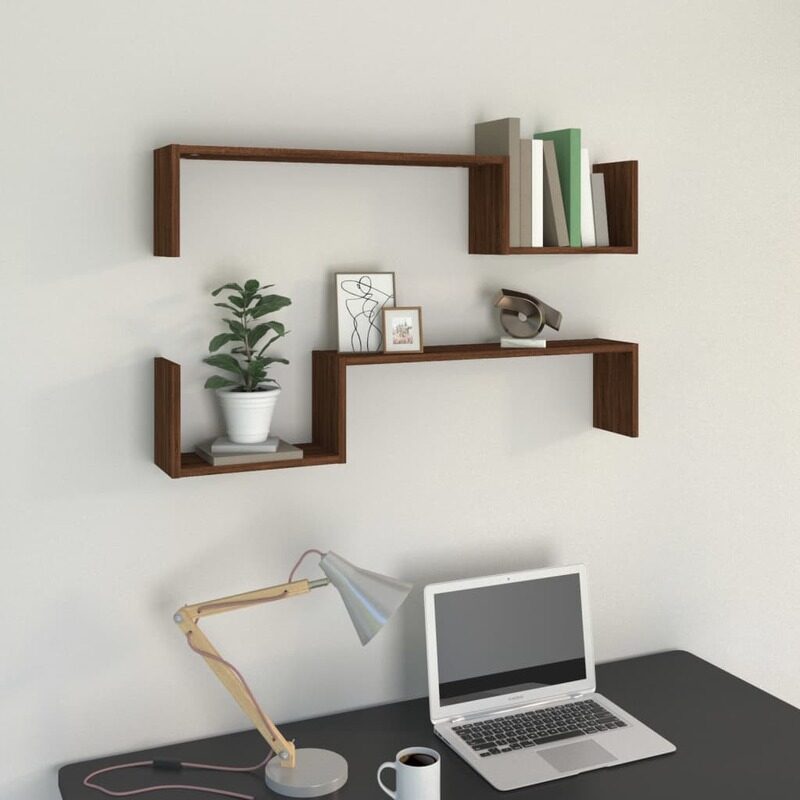

vidaXL Wall Shelves 2 pcs Brown Oak 100x15x20 cm Engineered Wood