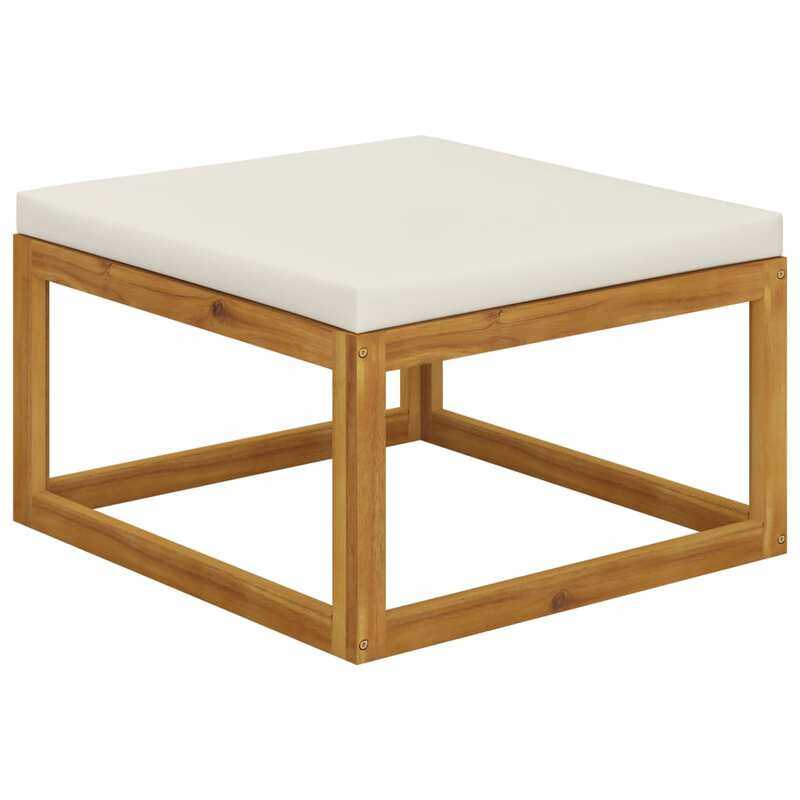 

vidaXL Footrest with Cream White Cushion Solid Acacia Wood