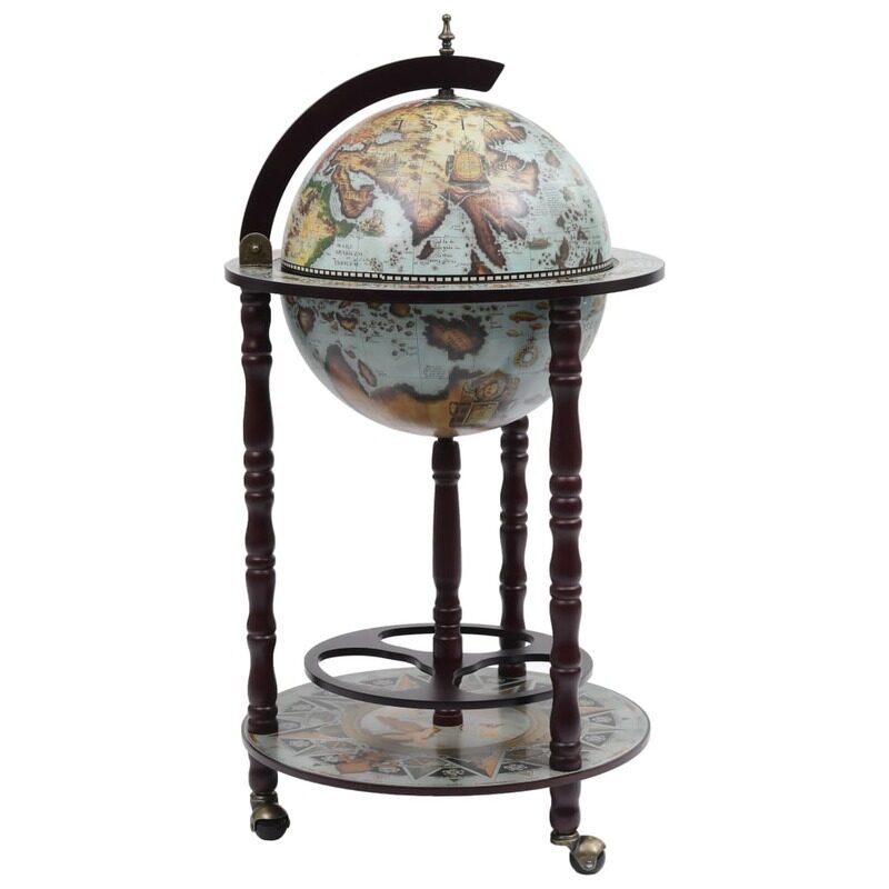 

vidaXL Globe Bar Wine Stand Eucalyptus Wood Blue