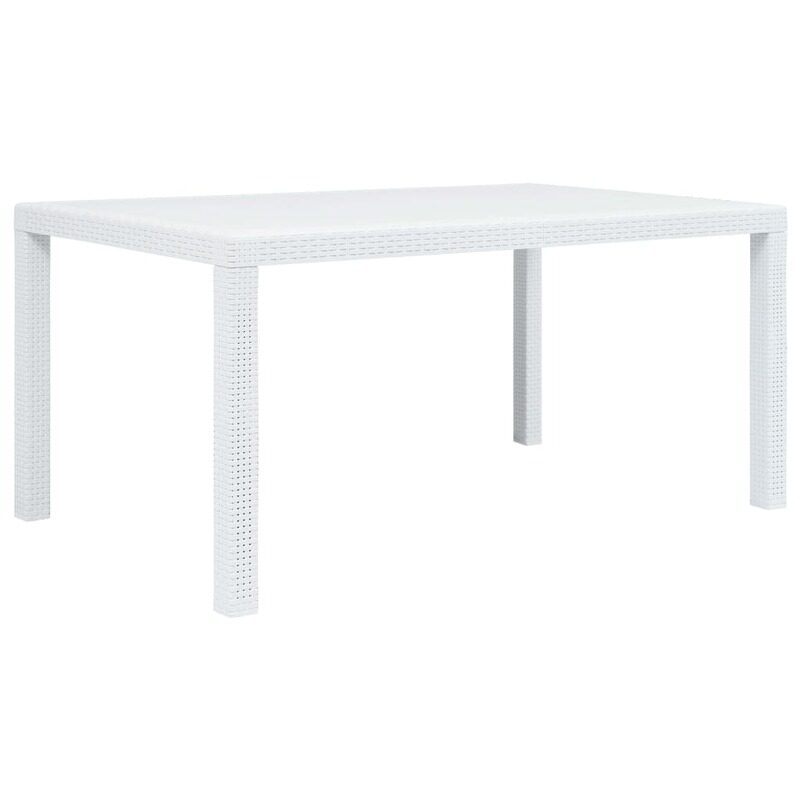

vidaXL Garden Table White 150x90x72 cm Plastic Rattan Look