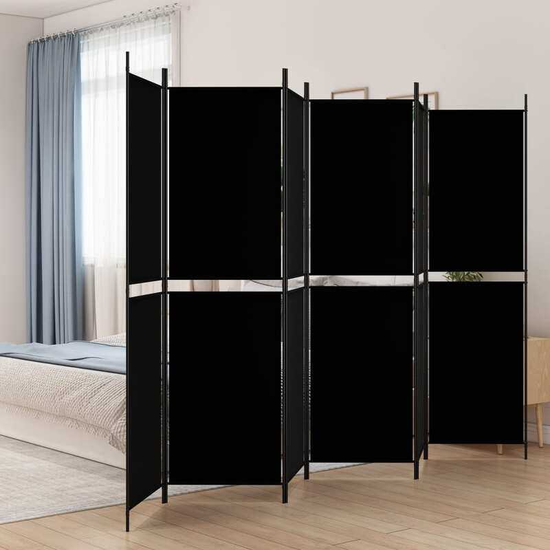 

vidaXL 6-Panel Room Divider Black 300x200 cm Fabric