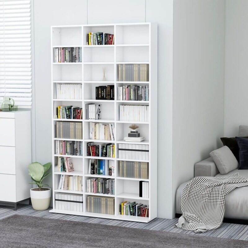 

vidaXL CD Cabinet White 102x16x177.5 cm Engineered Wood